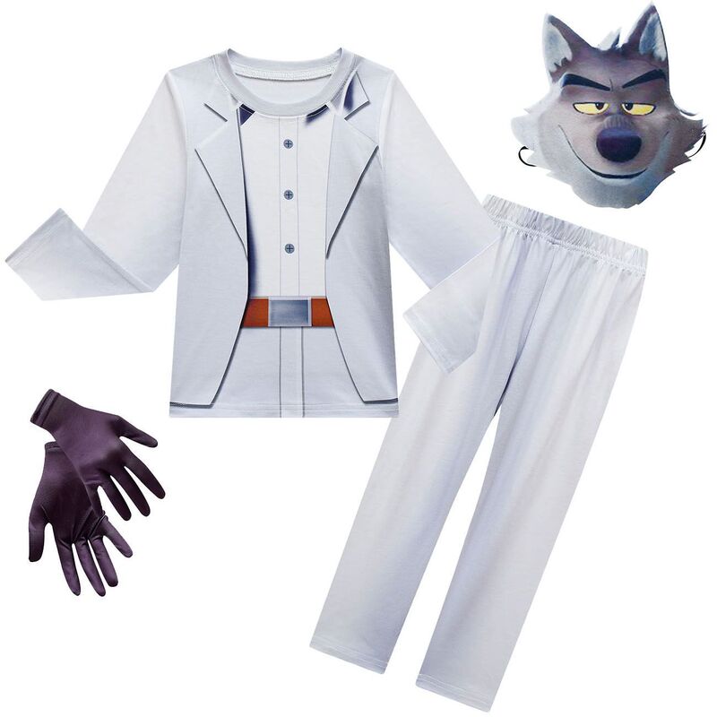 Boys' Long-Sleeved Pants Bad Egg Alliance Leader Dress up Suit the Bad Guys Gray Wolf Cosplay Costume Boys' Long-Sleeved Pants Bad Egg Alliance Leader Dress up Suit the Bad Guys Gray Wolf Cosplay Costume