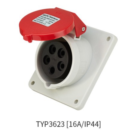 威浦 工业插头 WEIPU IP44防溅 TYP3623 16A/5芯 380V 暗装斜式孔