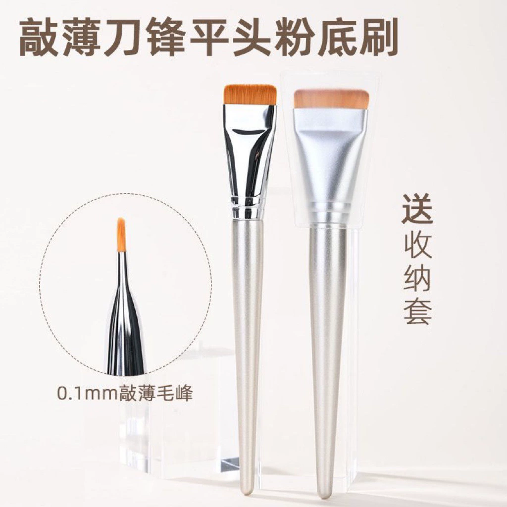 Супертонкие основание? Но foundation noun in cosmetics is foundation (тональная основа). Phrase: "Ultra thin foundation, brush, no trace" -> 
