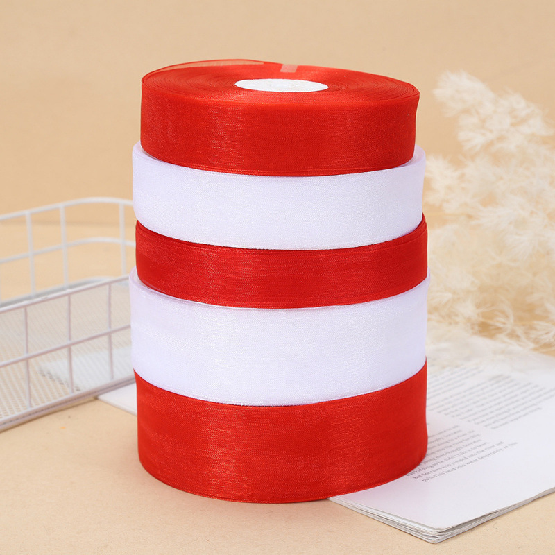 Cross-Border Wholesale of 2-4cm Mesh Ribbons, One Roll of Organza Ribbon, 91m Pieces of Wedding Gift Decoration and Balloon Tying Ribbons Cross-Border Wholesale of 2-4cm Mesh Ribbons, One Roll of Organza Ribbon, 91m Pieces of Wedding Gift Decoration and Balloon Tying Ribbons