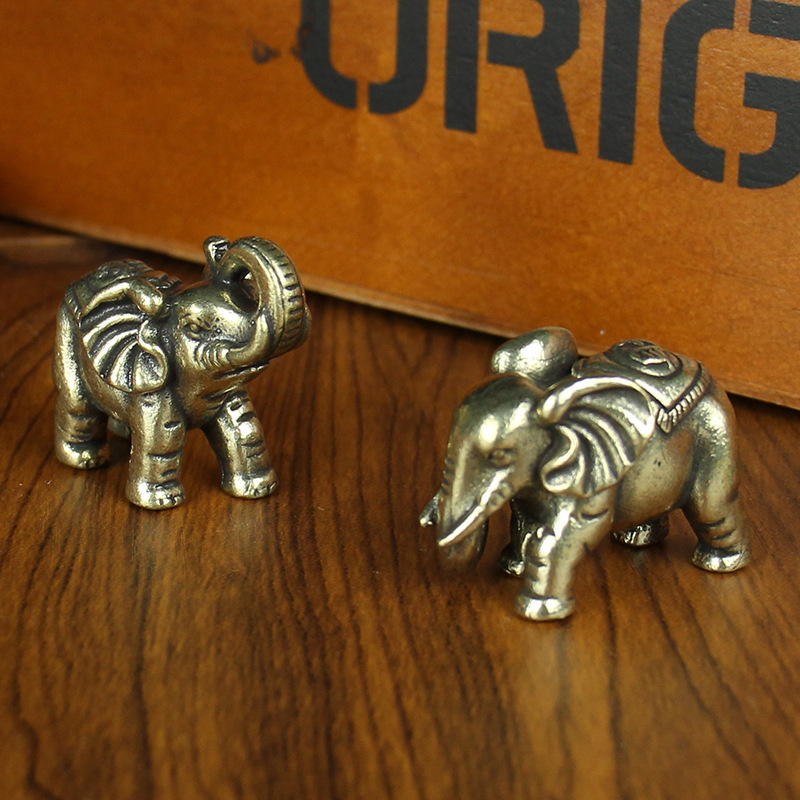 黄铜小恐龙摆件桌面创意茶宠装饰品纯铜大象铜制品铜摆件工艺品