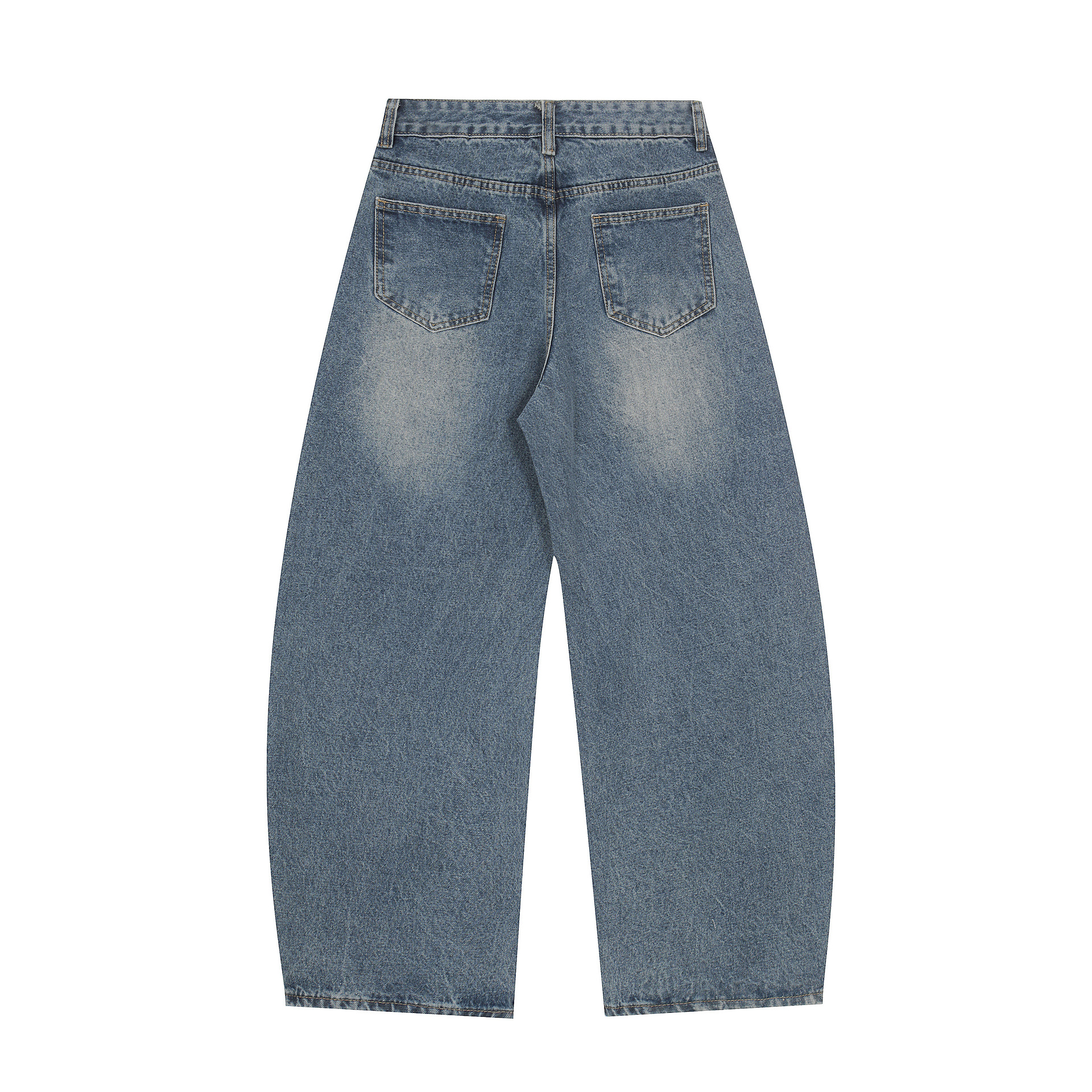 Streetwear Letter Print Jeans For Men – Relaxed Straight-Leg Denim Pants With Distressed Design, Unisex Casual Trousers (Black/Blue, S-XL)_mkmklike.com