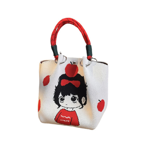 Knitted shoulder bag, niche design bucket bag tote bag handbag casual versatile crossbody bag woven portable bag