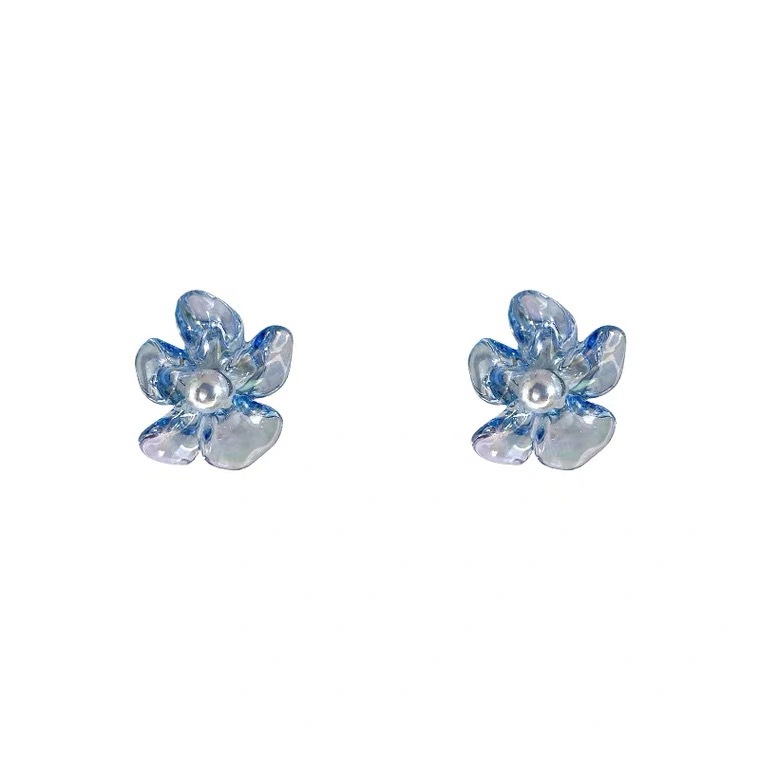 Boucles D'oreilles Simples En Forme De Fleur En Perles Acryliques En Trois Dimensions De Couleur Semi-transparente display picture 2