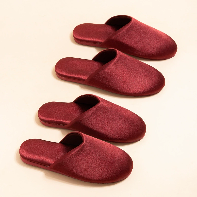 Winter festive red slippers for beloved, footwear