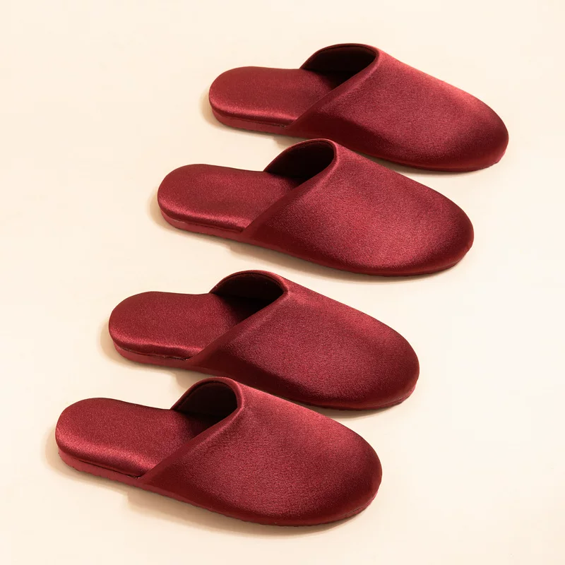 Winter festive red slippers for beloved, footwear