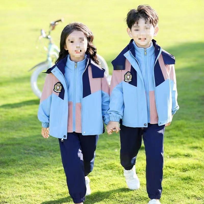 세트 봄과 가을 학교 교복 유치원 정원 교복 어린이 3 종 세트 가을 및 겨울 게임을위한 초등학교 학생을위한 수업 유니폼