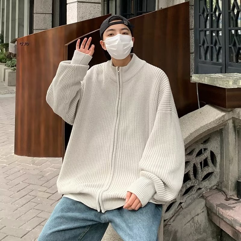 2023 Otoño e Invierno suéter cardigan hombres sueltos estilo coreano moda joven estudiante suéter de punto desgaste exterior ropa de hilo a juego