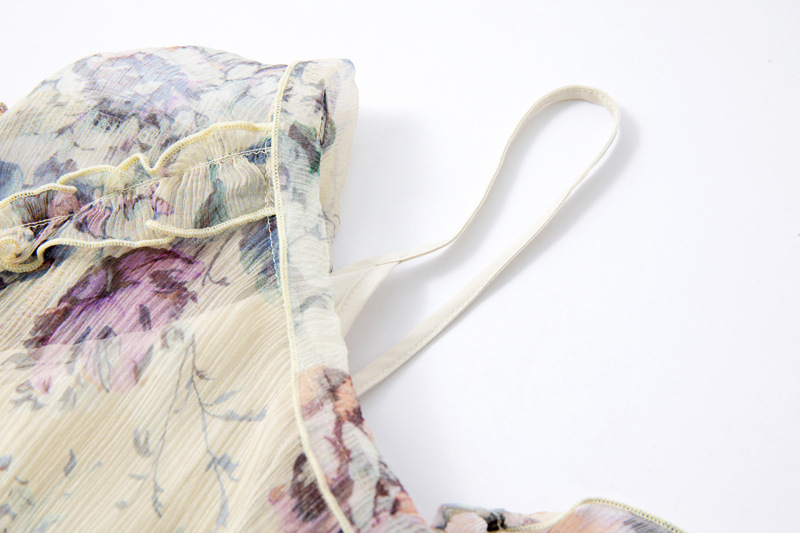 Floral Long Sleeve Silk Dress