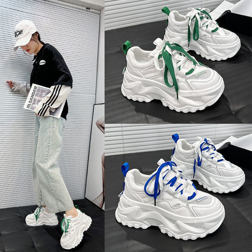 Mesh thick-soled dad shoes for women ins trendy and versatile street-increasing platform sneakers for women  new white shoes