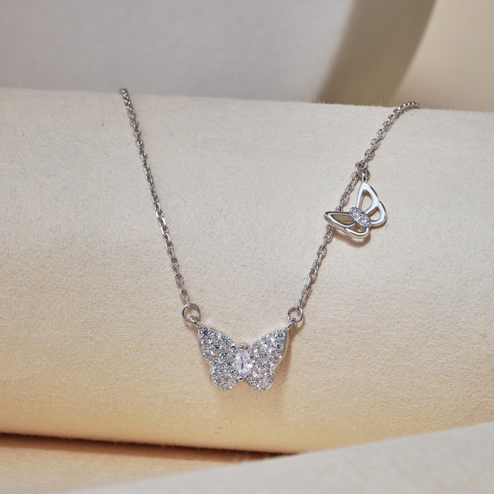 1 Pièce Mode Papillon Argent Sterling Placage Incruster Zircon Collier display picture 3