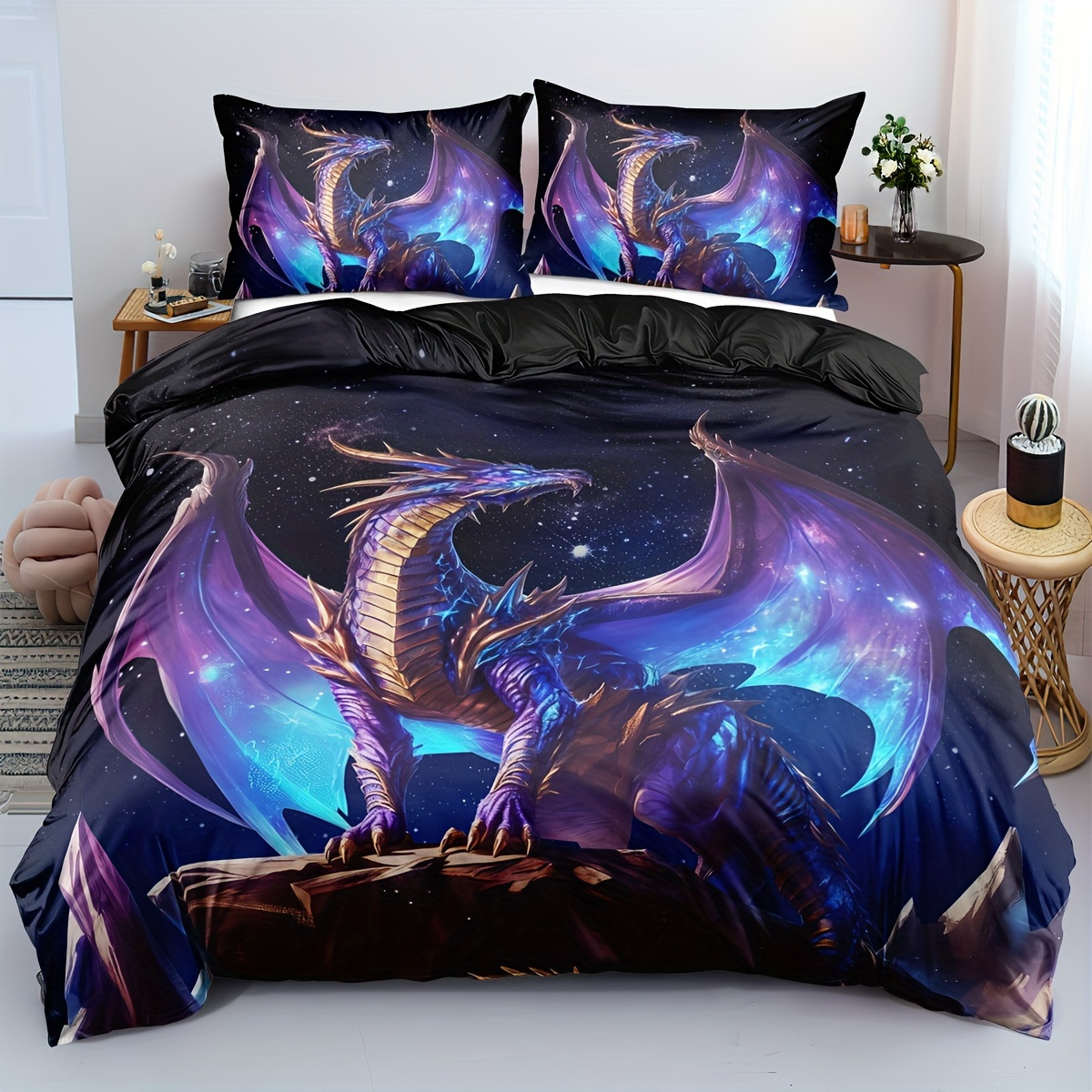 Transfronterizo para textiles domésticos abrasivos de impresión digital colorido dragón quilt kit fuente de fábrica TEMU / JIT