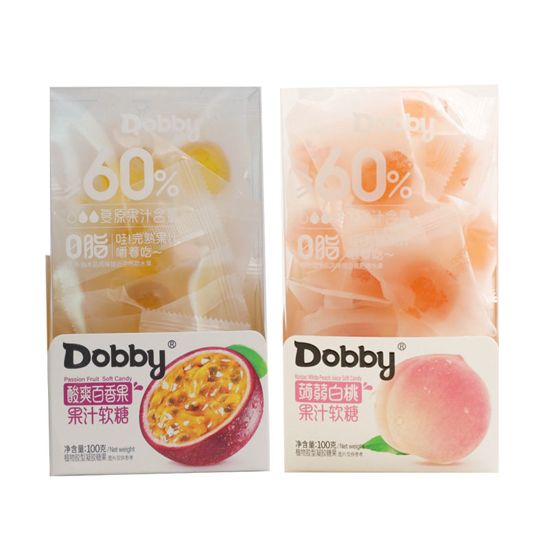 便利店热卖食品 哆比Dobby芒果葡萄水果汁软糖 独立包装零食100g