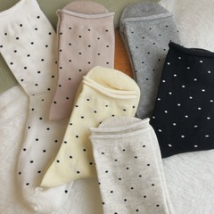 卷邊圓點襪子女中筒襪ins潮春秋日系堆堆襪學生春夏中筒襪
