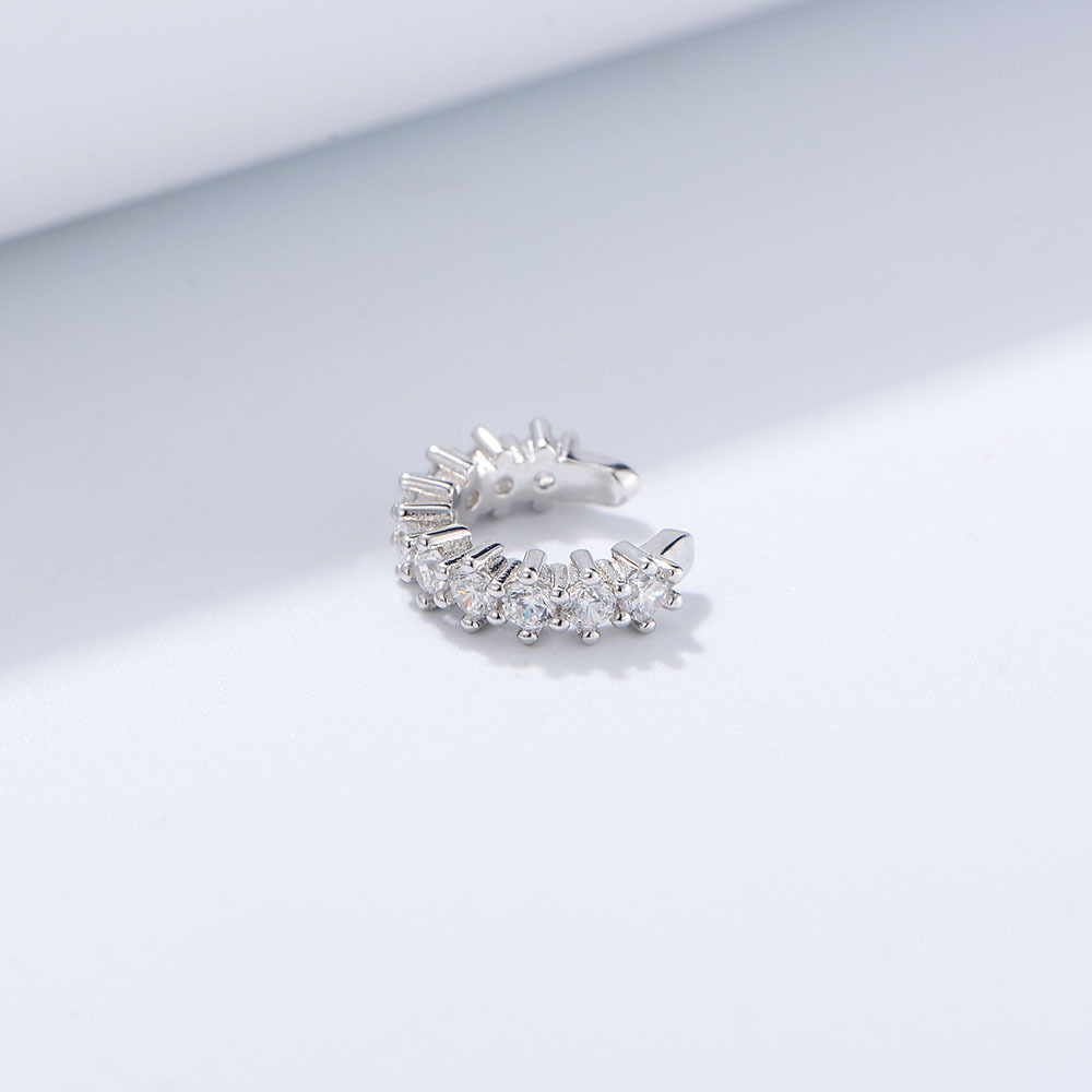 14K Real Gold Plated, Rhodium Plated Plating Material Zircon Inlay Material 1 Pair 925 Sterling Silver Zircon Geometric Ear Studs