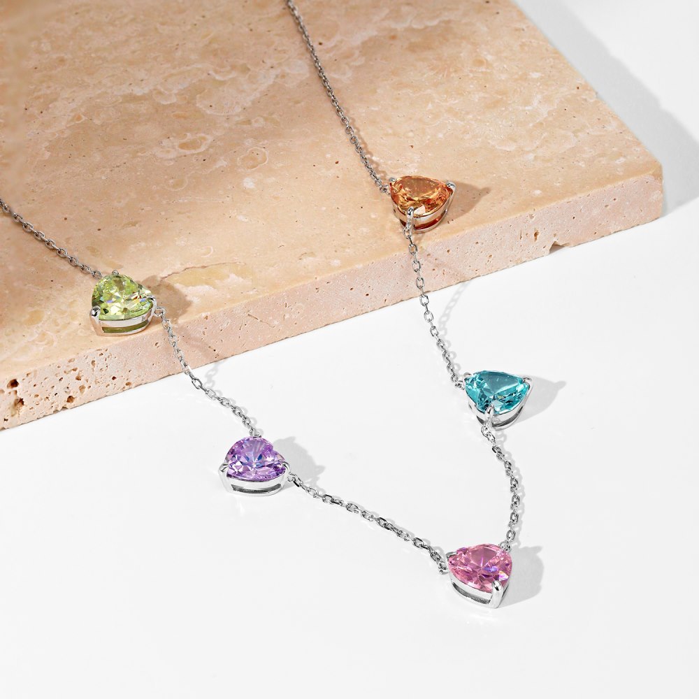 15g Weight Zircon, High Carbon Diamond Inlay Material Necklace Classification 925 sterling silver Chain Material 1 Piece Quantity Holiday, Tea Party Occasion 925 Sterling Silver Material Heart Shape, Rectangle Pattern Women's Gender Inlay Design Simple Style, Shiny Style 925 Sterling Silver Zircon High Carbon Diamond Inlay Heart Shape Rectangle Necklace 15
