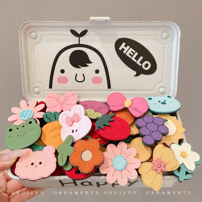 Dibujos animados para niños flequillos velcro lindo roto post verano top horquilla espalda cabeza mágica pegatina chica tocado