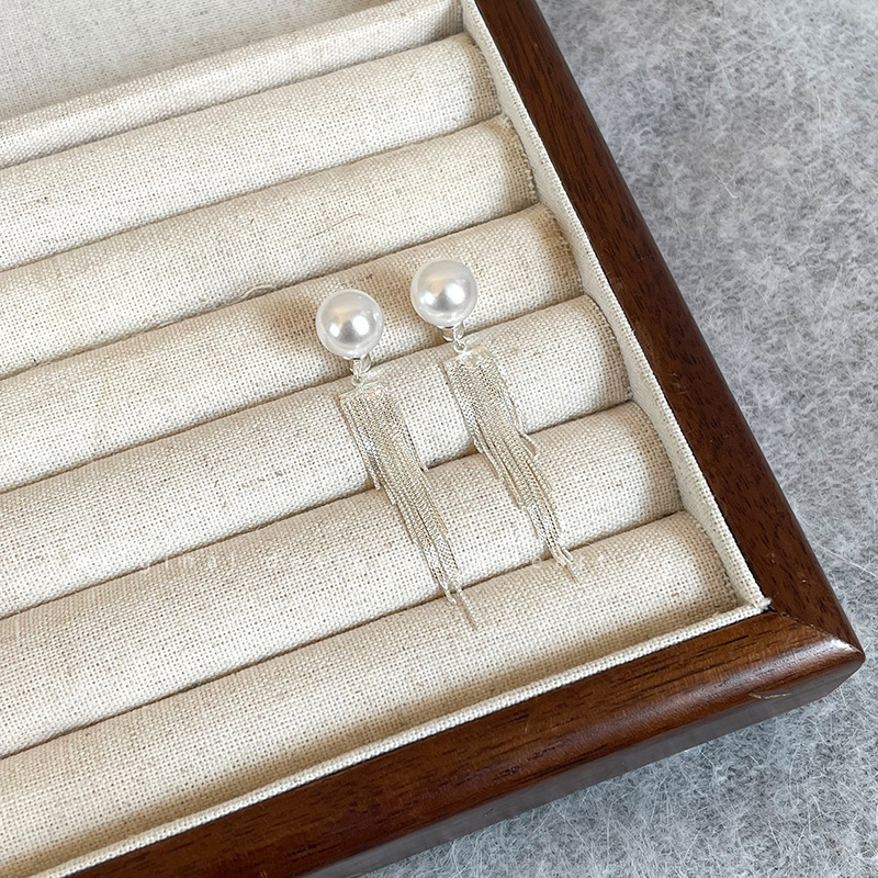 4_10mm珍珠流苏耳钉（银针）