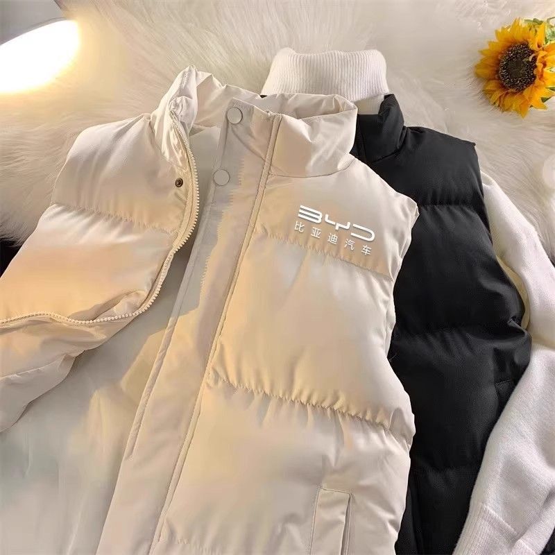 羽绒棉马甲印秋冬比亚迪工作服加厚企业团体活动工装背心