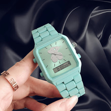 指针+数字又显示电子手表日本原装电池方形时尚女表Medusa watch