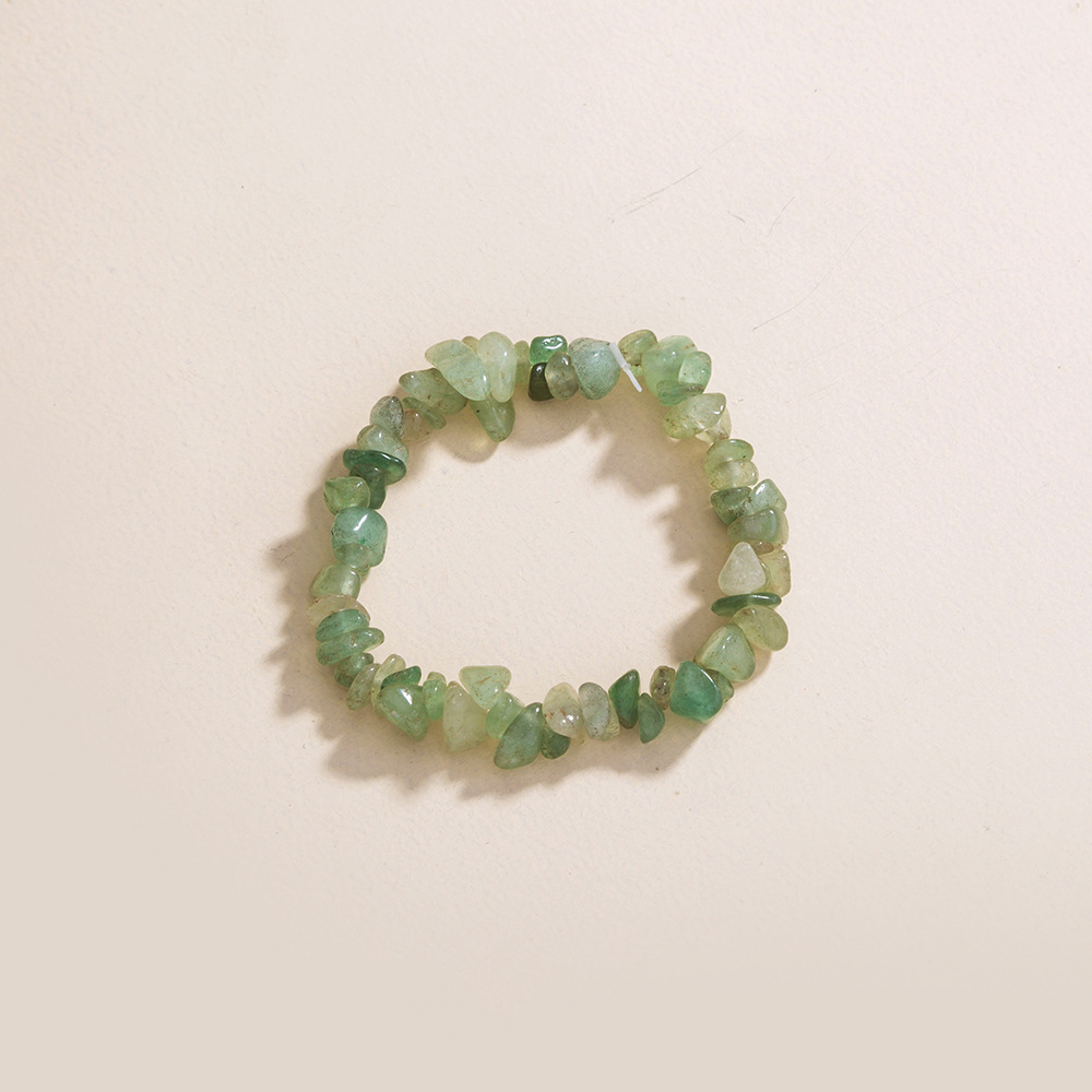 simple light green natural rough stone jewelry elastic bracelet women