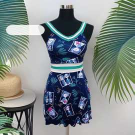 2件套平角裤泳衣显瘦分体可爱泳衣少女温泉学生游泳衣小清新泳装