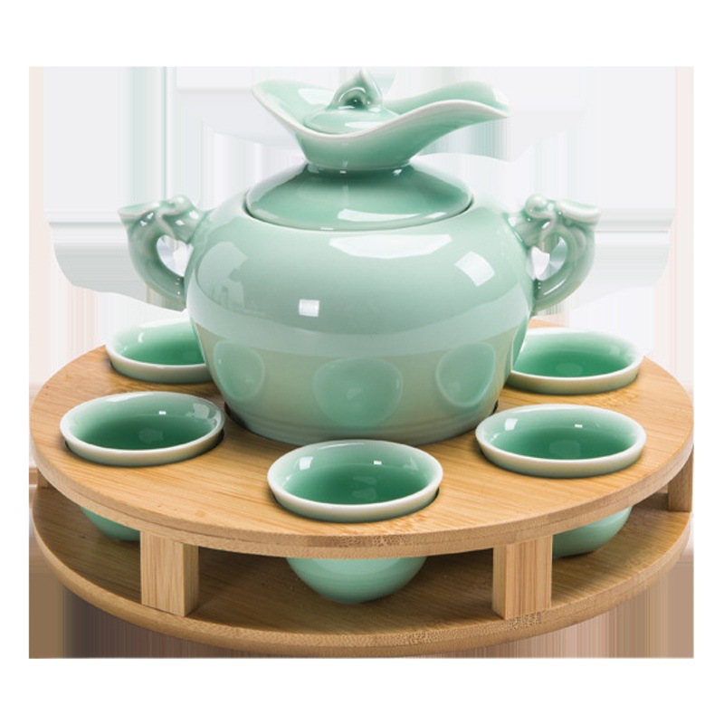 Chinese ceramic celadon wine warmer household old-fashioned hot wine pot liquor spirits Cup Chinese style yellow wine set suit