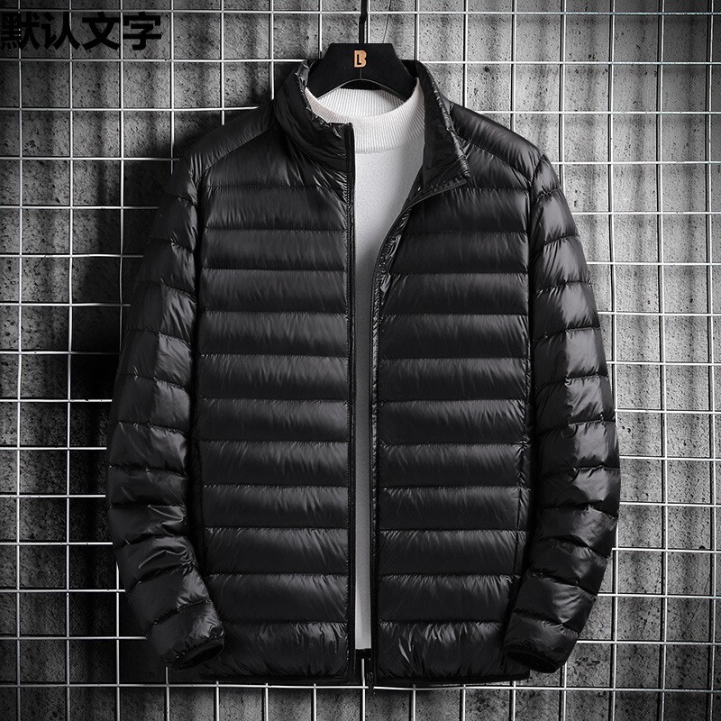 Lightweight Silk Cotton Jacket for Men 2024 Autumn and Winter New Large Size Ultra-Light Stand-Up Collar Hooded Short Cotton Jacket for Men