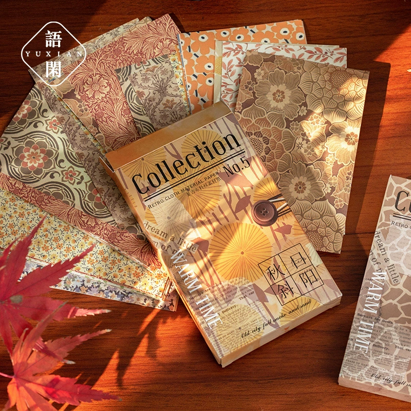 Yuxian Textured Material Paper Warmth of Time Series Retro Art Handbook Decorative Backing Paper 60 sheets in 6 styles