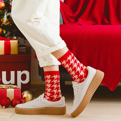 Red sock for girls' lucky year, new year crew socks for autumn and winter, pure cotton couple's wedding socks, long red socks for boys