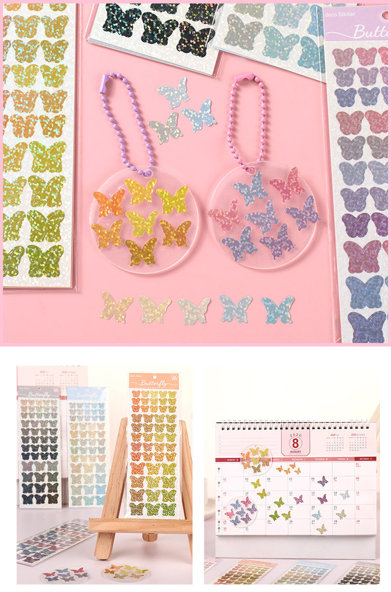 Ins Style Shiny Butterfly Series Stickers Phone Case Star Goka Mini Truck Journal Book Diy Decorative Stickers Waterproof display picture 2