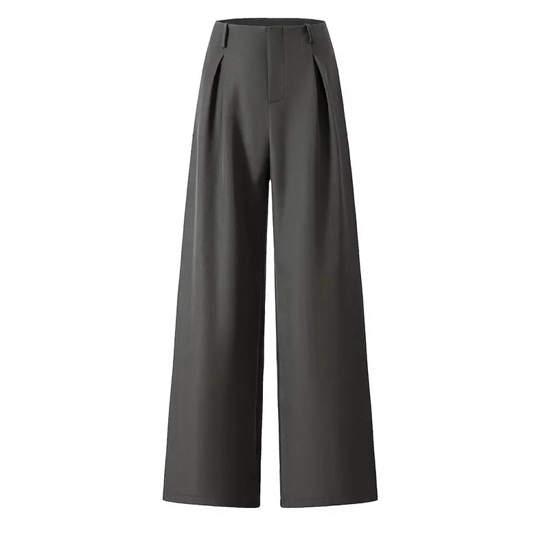 Viajeros transfronterizos europeos y estadounidenses, pantalones anchos casuales de cintura alta delgados, pantalones de traje casuales retro de todo fósforo, pantalones de mujer
