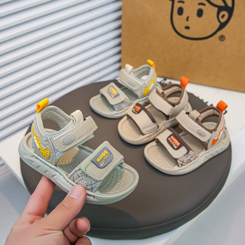 Детские сандалии 2025 летние новые спортивные нескользящие сандалии для мальчиков Корейская версия повседневная детская обувь детская пляжная обувь