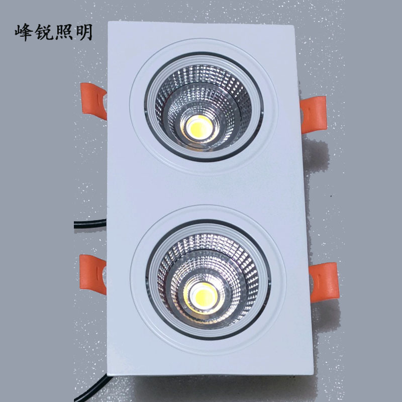 led射灯嵌入式防眩天花灯洗墙灯双头射灯方形格栅灯长方形照明灯|undefined