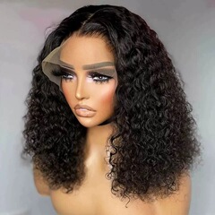 ジェリー カール ボブ ウィッグ 人毛ウィッグ Transparent13*4 レース フロントウィッグ