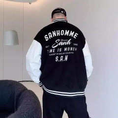 ファッションブランドの男性服のデブと太ったコートの男性のゆるい秋の太った男の文字刺繍野球服のジャケットのファッション