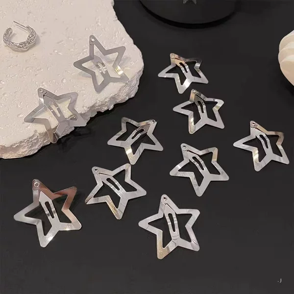 Cross-border hot-selling ins style Y2K hot girl star hair clip gold silver five-pointed star hair clip all-match bb clip hair accessories