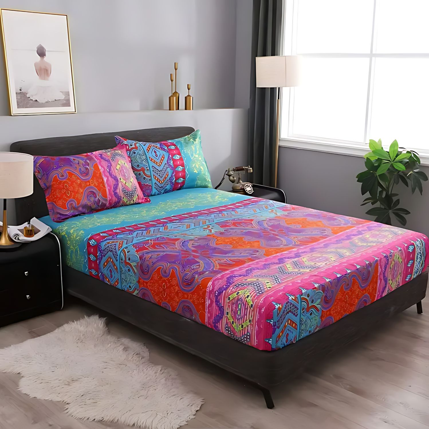 TEMU / JIT Fashion Manjiang Rojo Bohemia Soft Cama Kits Fuente Fabricante a través de la frontera puede hacer