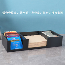 简约桌面收纳盒茶水间办公室前台防水亚克力可移动纸巾糖包茶叶盒