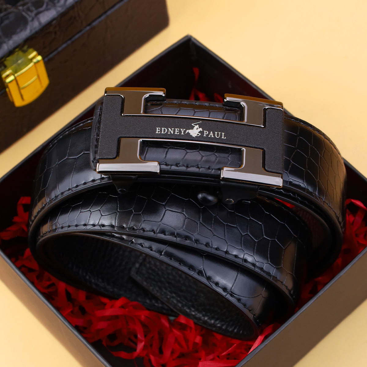 Belt, trend fashionable universal trousers, crocodile print