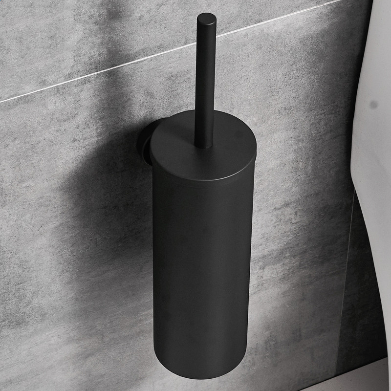 304不锈钢圆柱拉丝黑色立式马桶刷 壁挂式卫生间马桶清洁用品批发