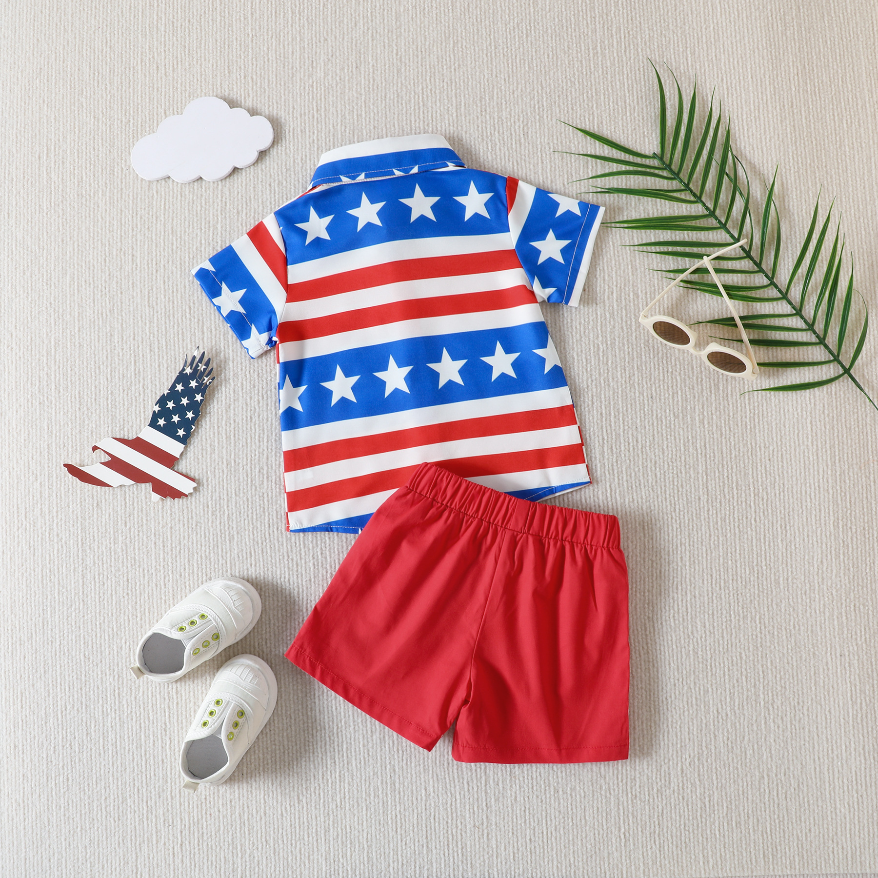 Independence Day Casual American Flag Printing Cotton Boys Clothing Sets display picture 2