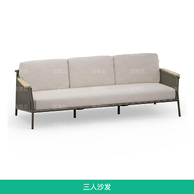 Sofá de exterior para patio, jardín, ocio, silla de ratán, muebles para villa, impermeable, con protección solar, juego de sofás de ratán y teca. image 9