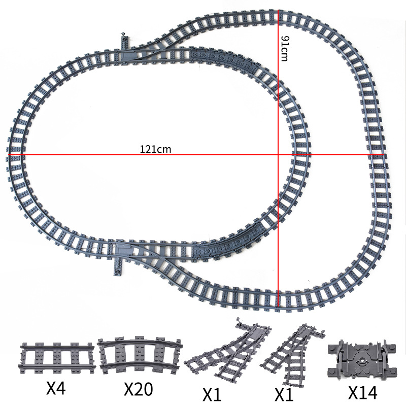 Tren De La Ciudad vía del tren compatible con el carril recto curva combinación escena pequeña partícula montaje bloques de construcción bolsa de juguete