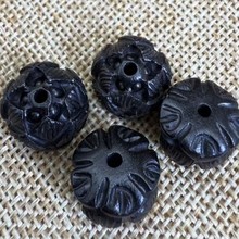 厂家直供乌木雕刻小莲花汽车钥匙扣小配件diy手机链配饰