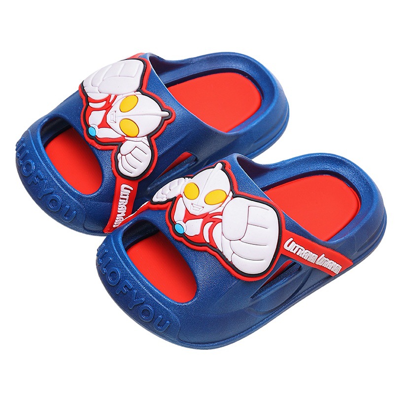 Zapatillas de baño para niños Ultraman de verano para niños antideslizantes de interior para niños Anticolisión de fondo suave con punta cerrada para niños