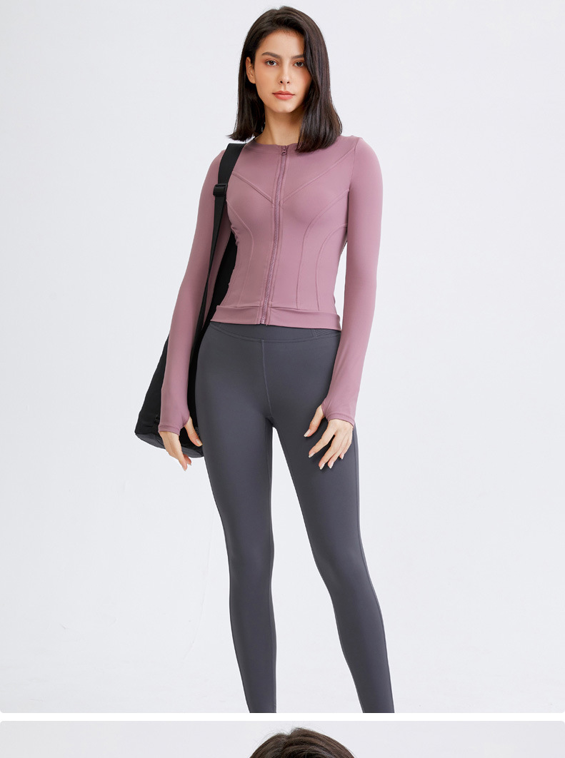 solid color tight stretch quick-drying long-sleeved with zipper yoga top nihaostyles wholesale clothing NSFAN85040