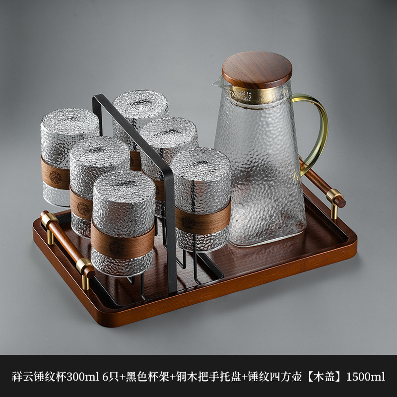 Nuevo chino patrón vertical taza de vidrio hogar de alta temperatura resistente taza de té hervidor de agua traje taza de beber anti-escaldado sala de estar hospitalidad