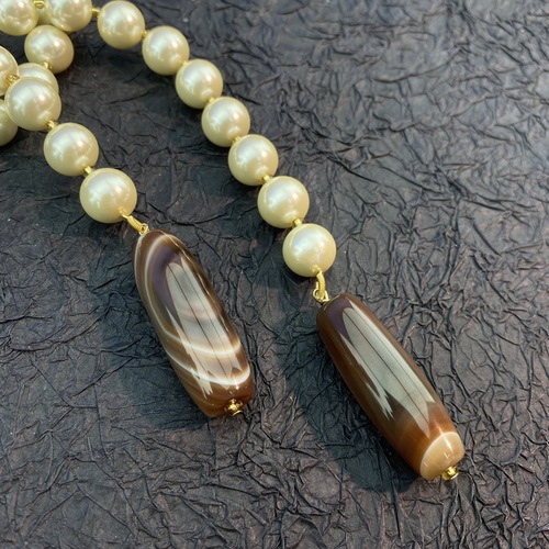 Minan medieval vintage retro style glass hand-beaded simple elegant fashionable versatile large long necklace