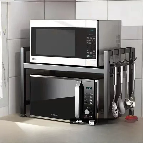 Retractable Microwave Oven Kitchen Rack Factory Countertop Oven Rack Household Electric Rice Cooker Double-Layer Storage Rack